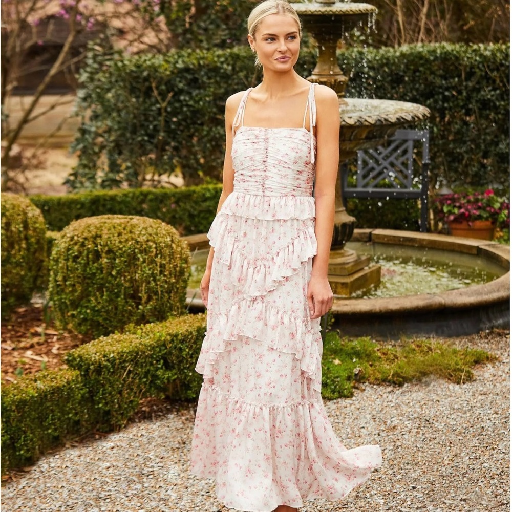 Antonio Melani Catalina Square Neck Chiffon Floral Maxi Dress
